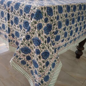 Indische Hand Block Print Baumwolle Tischdecke Bettwäsche, Baumwolle Rechteckige Tischdecke, 6 Sitzer Tischdecke, Esszimmer Tischdecke für Geschenk
