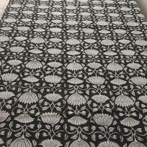 Vintage Black Block Print, Rectangular Table Cover, Dinning Tablecloth Cover, Cotton Table Cloth, Floral Table Cover image 6
