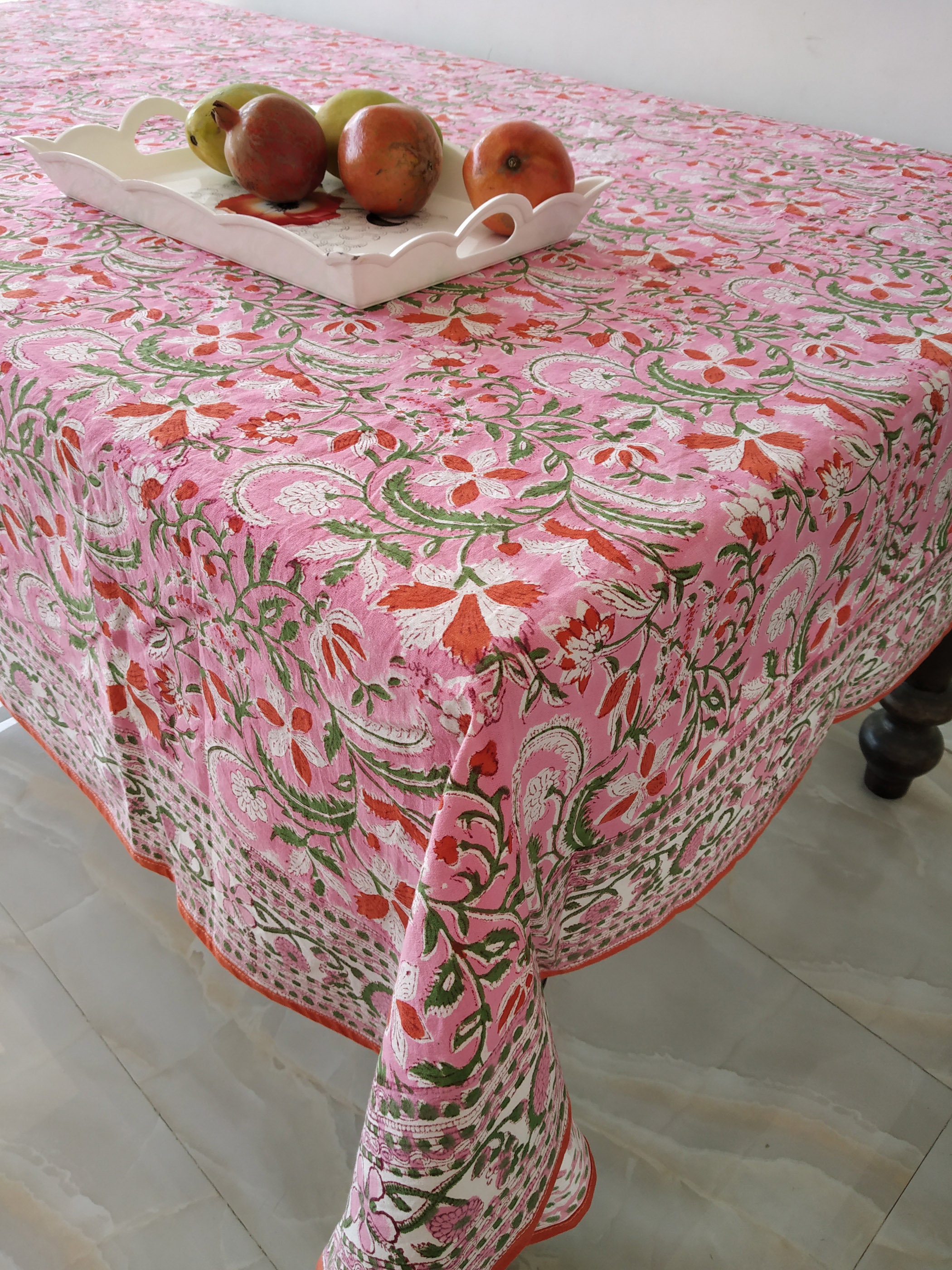 Pink Tablecloth Block Print Indian Block Print Rectangular Etsy UK