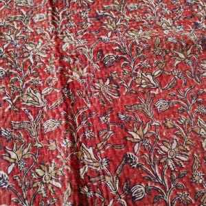 Boho Floral Tapestry Reversible Hand- Block Print Red Cotton Textile Vintage Indian Wall Hanging & Bedspread