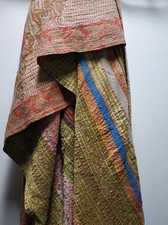 Twin Size Sari Kantha Quilts Indian Vintage Handmade Sari Etsy