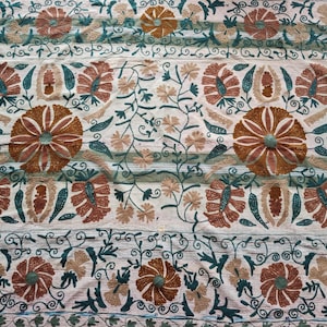 Beautiful Suzani Decor | Hand Embroidered Uzbek Textile | Beautiful Vintage Kantha Wall Hanging & Table Cover