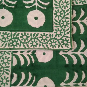 Green Marigold Napkin, Hand Block Printed Napkins, Cotton Cloth Fabric Napkins, Kitchen Decor Napkins, Indian Block Print napkins image 5