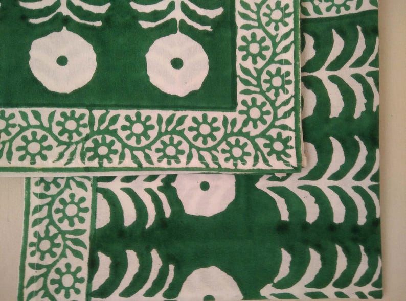 Green Marigold Napkin, Hand Block Printed Napkins, Cotton Cloth Fabric Napkins, Kitchen Decor Napkins, Indian Block Print napkins image 5
