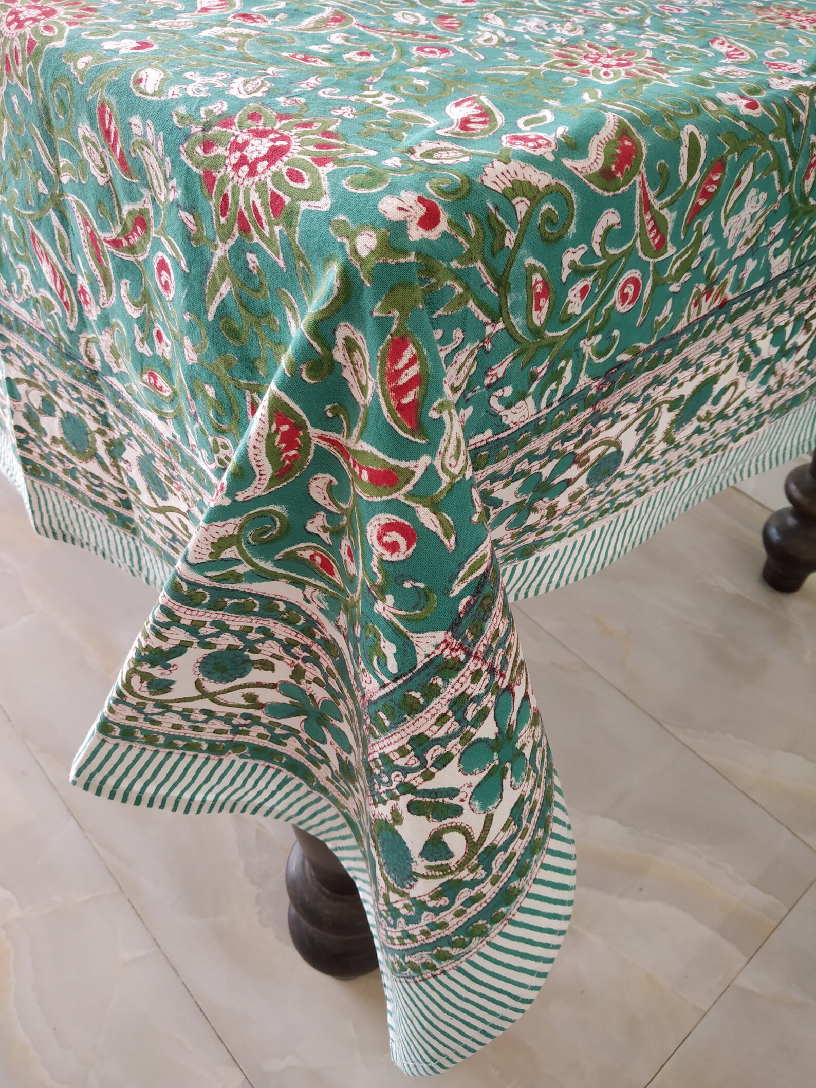 Tablecloth Block Print Indian Cotton Table Cover Linens Etsy UK