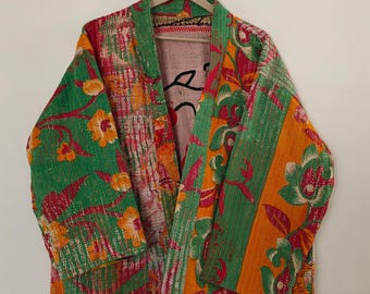 Stylish Vintage Thick Cotton Kantha Jacket Handmade Kantha Jacket Bohemian Style Ethnic Fashion Gift Women’s Jacket