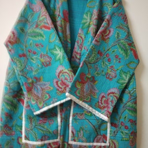 Indian Robes Hand Made Kantha Quilted Kimono Jacket, hand Embroidery Jacket Gifts For Her, women winter cotton Kimono , jacket, coat, robe