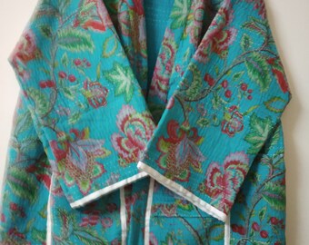 Indian Robes fatto a mano Kantha trapuntato Kimono Jacket, giacca ricamata a mano Regali per lei, donne inverno cotone Kimono, giacca, cappotto, vestaglia