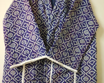 Handmade Floral Print kantha jacket,  Japanese kimono, Indian Beach wear bohemian kantha robe, winter jacket for Christmas Gift for Her