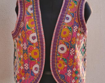 Boho Indian Artisan Embroidered Vest Jacket Antiques Short Vest Jacket, Bohemian Vest Jacket for Women, Girls Party wear Vest Gift Christmas