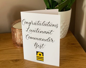 Personalised Congratulations on your Promotion Card | Military Rank or Rating Insignia Symbol | Royal Navy | Army | RAF | Custom Calligraphy