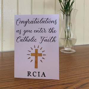 Félicitations à l'occasion de votre inscription à la carte de la foi catholique | RICA | Sainte Communion | le jour du baptême | Jour de confirmation | Croix métallique