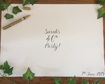 Handwritten Wedding Guest Signing Sheet | Personalised Birthday Signature Poster | Custom Engagement Name Board | Alternative Guest Book