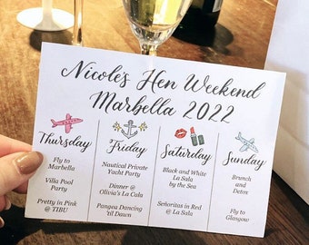 Cartes d'itinéraire pour enterrement de vie de jeune fille | Plan EVJF | Itinéraires Hen Do | Liste du week-end entre poules et poules | Activité de poule fixe | Programme du week-end