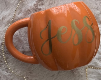 Personalised Pumpkin Mug | Handwritten Calligraphy Cup | Autumn Decor | Halloween | Hot Chocolate | Coffee | Pumpkin Spice |Orange or White