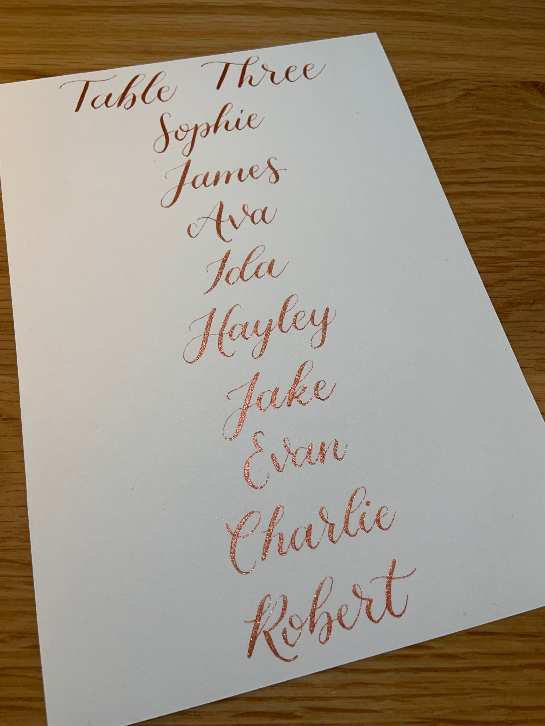 Custom Calligraphy Table Plan Cards | Pointed Pen Calligraphy Seating ...