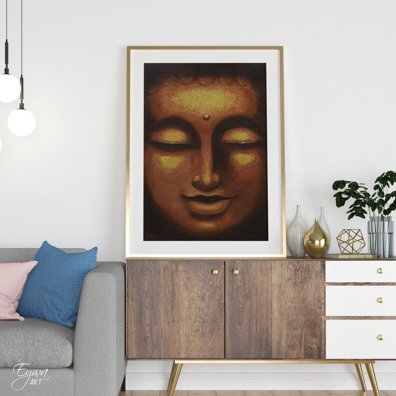 Printable Buddha Wall Art, Meditating Buddha Wall Decor, Smiling Buddha