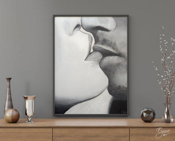 Abstract Couple Kissing Canvas Wall Art - Painting Canvas, Canvas Prin –  UnixCanvas