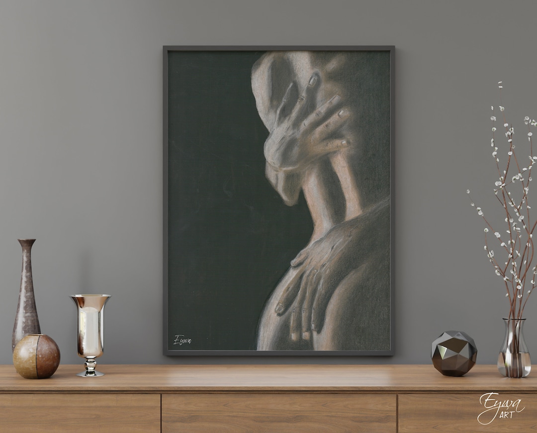 Sensual Wall Art, Couples Hugging Artwork, Twin Flame Bedroom Wall