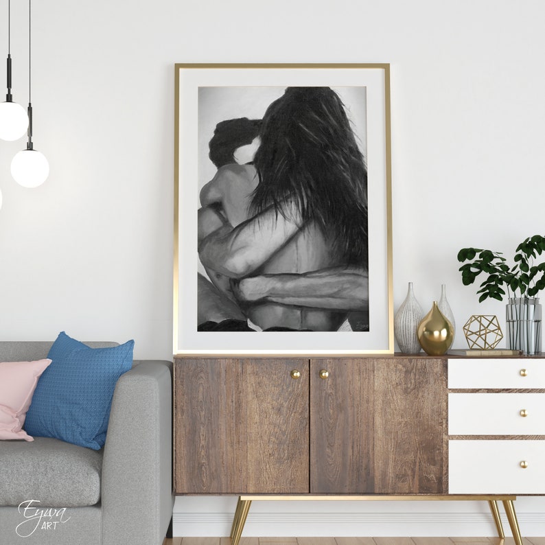 Couples Hugging Wall Art, Sensual Artwork, Bedroom Wall Decor, Canvas ...