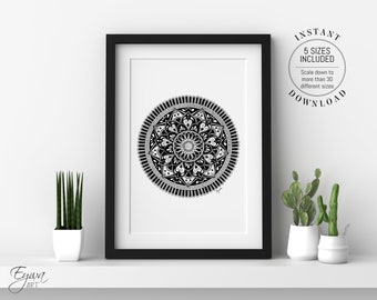 Hand Drawn Mandala Art Print: Zen Decor (Digital Download)