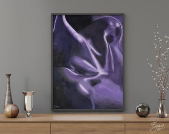 Frau Hals Sinnliche Wandkunst, violette druckbare Wandkunst, weibliche Halskunst, Wandkunst, herunterladbare Kunst, digitaler Download