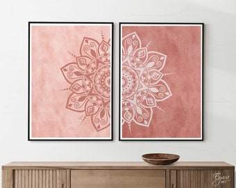 Terracotta Mandala Wall Art Mandala Diptych Boho Mandala Set Of 2 Printable Bedroom Decor Earthy Tone Mandala Poster Home Decor Download