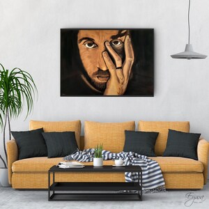 Male Portrait Wall Art, Printable Wall Decor, Acrylic Canvas Print, Tim Burton Portrait Painting, Digital Download, Gift Ideas