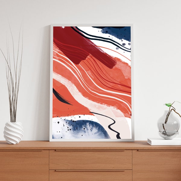 Blue Red Wall Decor Etsy