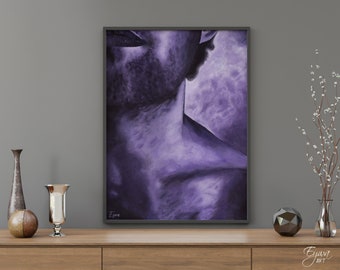 Man Portrait Violet Wall Art: Sensual Bedroom Decor (Digital Download)