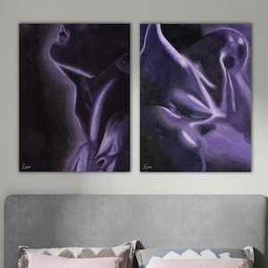Male and Female Neck Sensual Art, Diptych Wall Art, Set of 2 Artwork,Bedroom Wall Decor, Canvas Painting Digital Download, Wedding Gift