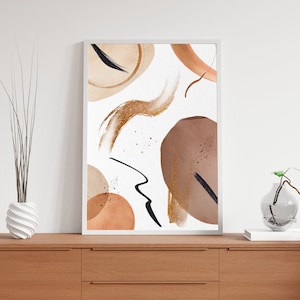 Brown and Gold Abstract Wall Art, Beige Abstract Modern Art, Warm Colors Printable Wall Art, Home Decor, Large Wall Art, Digital Download