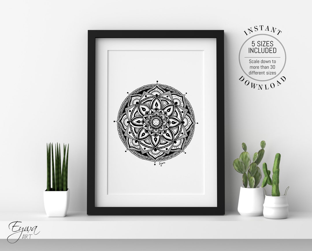 Mandala Wall Art Printable Zen Wall Art Sacred Geometry Mandala Poster ...