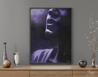 Violet Woman Portrait Art Print: Sensual Bedroom Wall Decor (Digital Download)