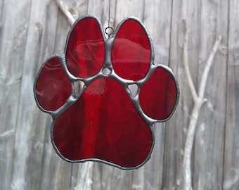 Stained Glass Dog Paw Print