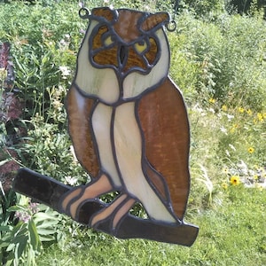 Stained Glass Great Horned Owl