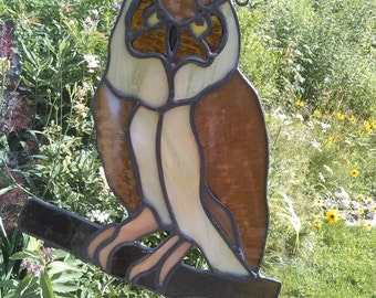 Stained Glass Great Horned Owl