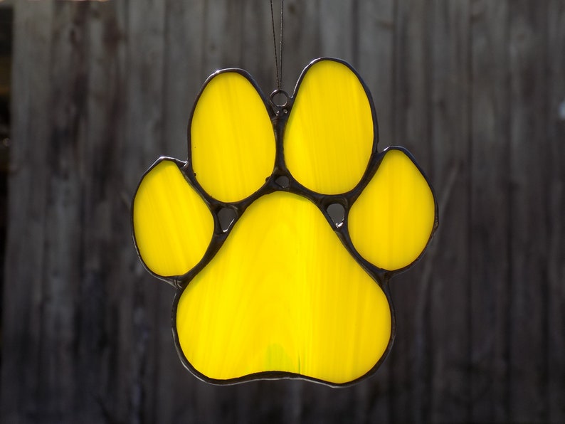 Stained Glass Dog Paw Print Etsy