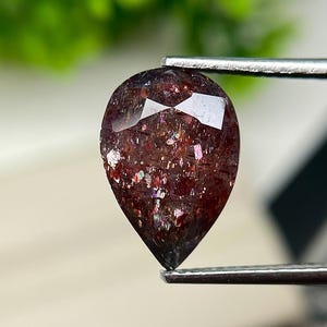 Natural Multi Flakes Bloodshot Iolite Sunstone 13x9 MM 3.65 Carats Pear Shape Glittery Faceted Gemstone