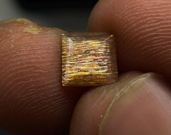 Rainbow Meteor Shower Sunstone 6.2x6.2 MM 1.10 Carats Faceted Square Shape Rainbow Lattice Loose Gemstone
