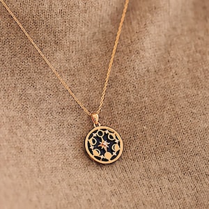 Lapis Star and Moon Phase Choker Necklace, 18K Gold Plated Blue Pendant, Brilliant Stars & Phases of the Moon, White Gemstone Constellation