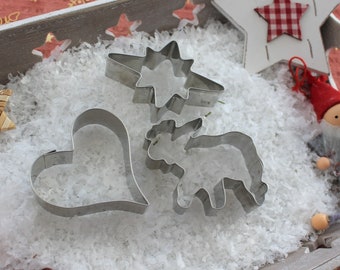Cookie cutter set Heart - Star - Moose in organza - 100% Made in Germany