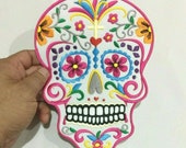 Large Skull Sugar Scary Awesome Head Dead Danger Embroidered Iron On Sew Patches
