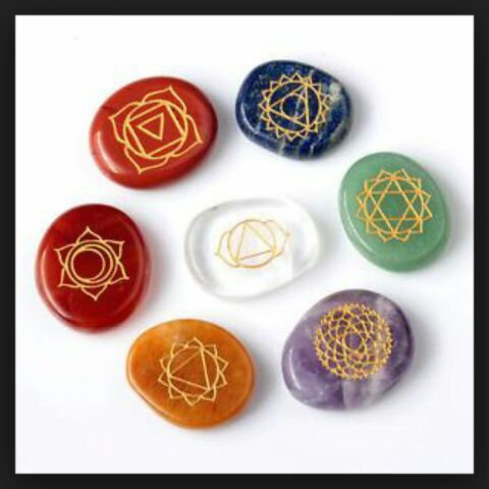 Seven Chakra Uneven Shape Engraved Set - Etsy