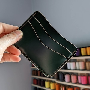emerald green shell cordovan card holder