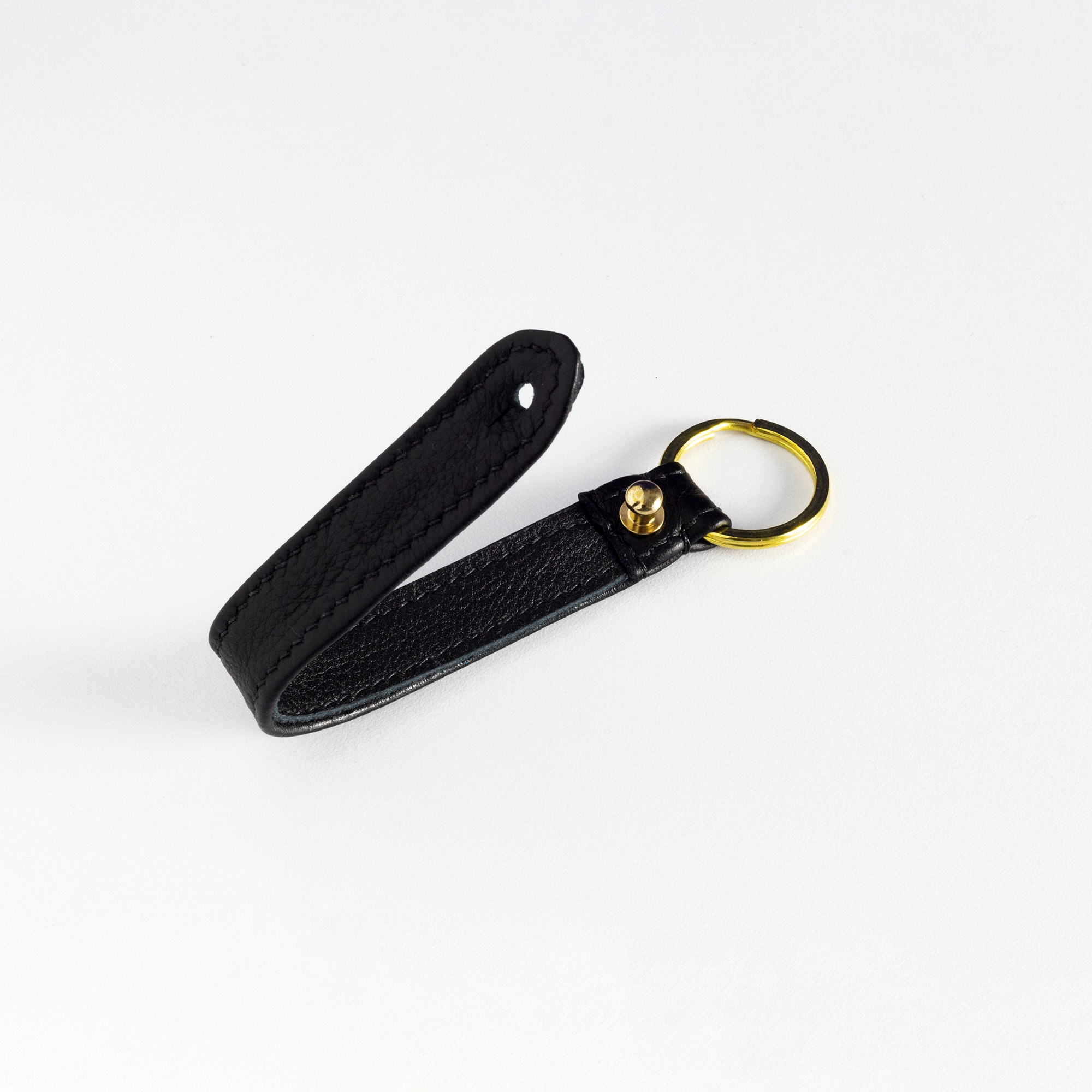 Key Rings Calfscin Elegant Calfskin Belt Loop Keyring, Spanish Full Grain Handmade Black ...