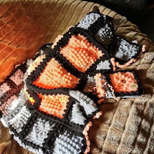 Set of 2 pieces (cuddly blanket and bag) patchwork crocheted handmade cuddly wool for medium sized dogs/puppies/French bulldog