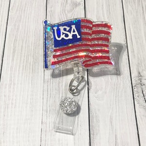 American Flag Badge Reel, Fourth of July Badge Reel, 4th of July Badges, Nurse Badges, Nursing Badge Reels, Flag Badge Reels
