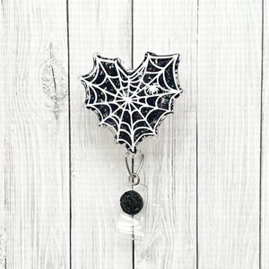 Spiderweb Heart Badge Reel, Halloween Badge Reels, Spider Web Badge Holder, Spooky Halloween Badges