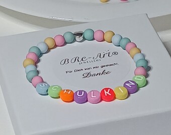 Pearl bracelet pastel with heart * school enrollment * first day of school * school child * gifts for school enrollment * beginning of school